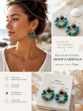 Teal Hoop Earrings 🩵🤎